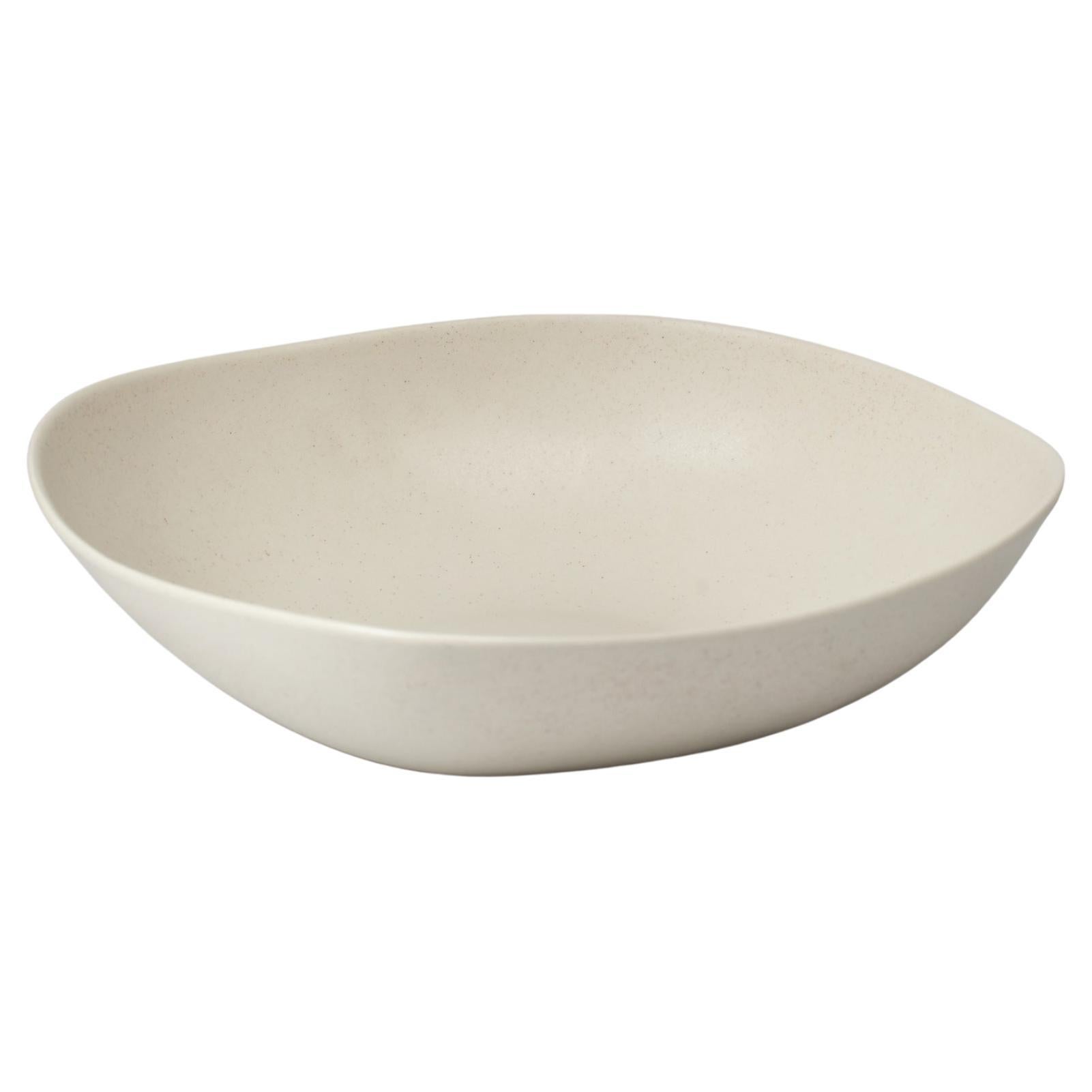 Panshu Serving Bowl Handmade White Stoneware Matt Glaze Organic Form, In Stock