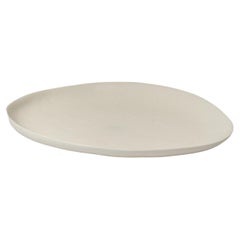 Panshu Side Plate Handmade White Stoneware Matt Glaze Organic Form, In Stock