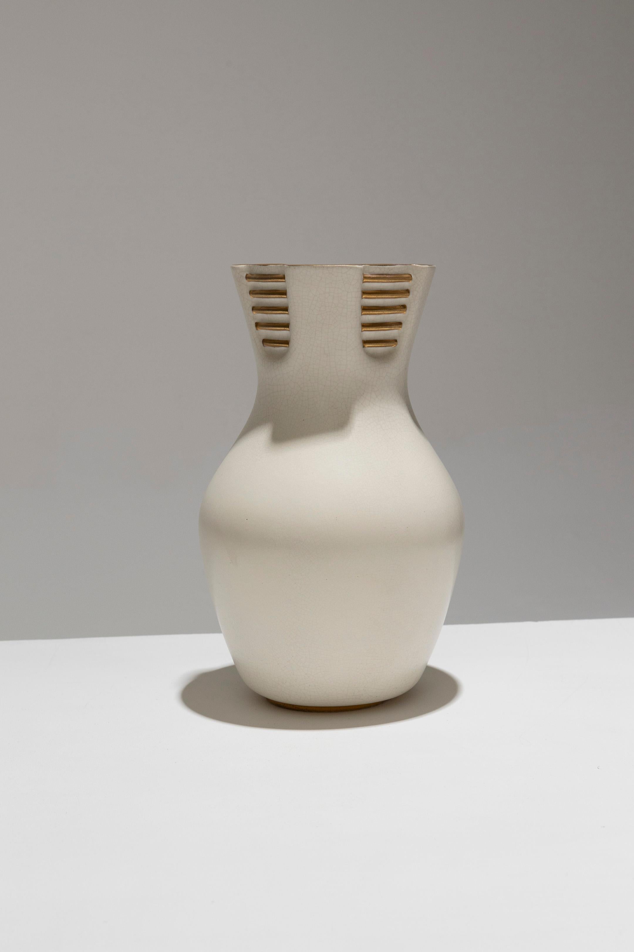 Pansu-Vase aus weißer Keramik, Richard-Ginori, 1940er Jahre (Art déco) im Angebot