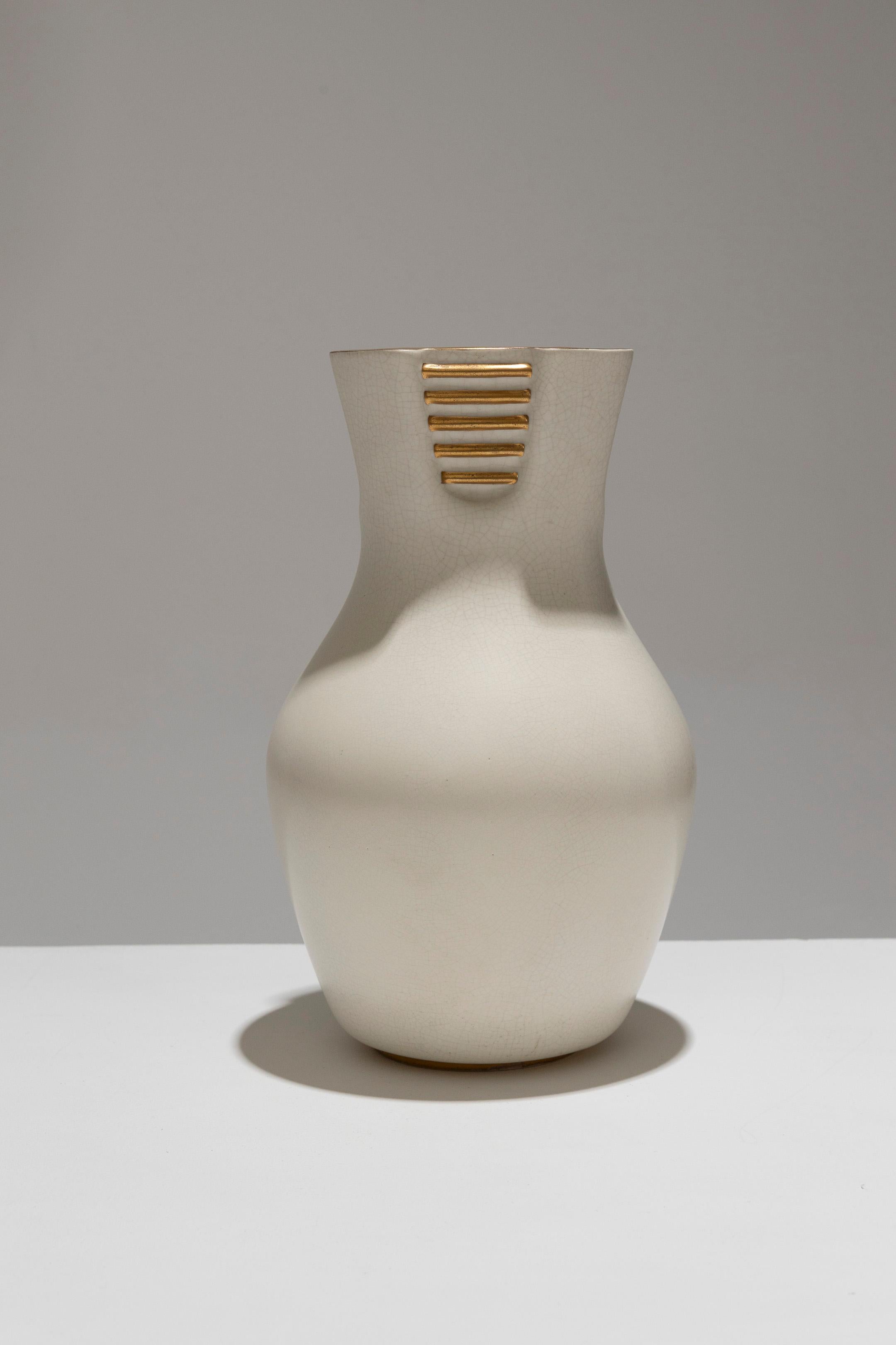 Pansu-Vase aus weißer Keramik, Richard-Ginori, 1940er Jahre im Zustand „Gut“ im Angebot in PARIS, FR