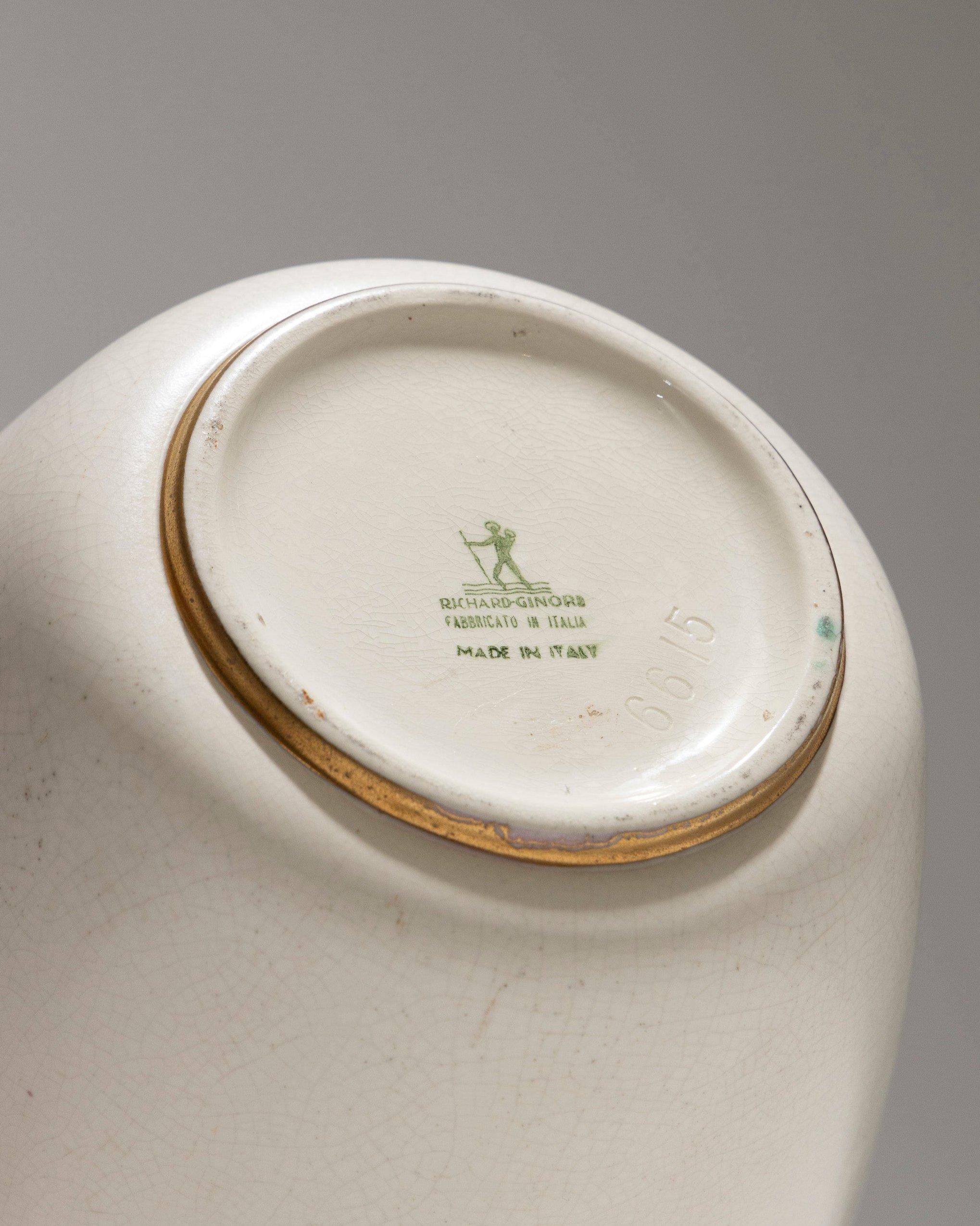 Faenza Vaso Pansu in ceramica bianca, A. Richard Ginori, anni '40 in vendita