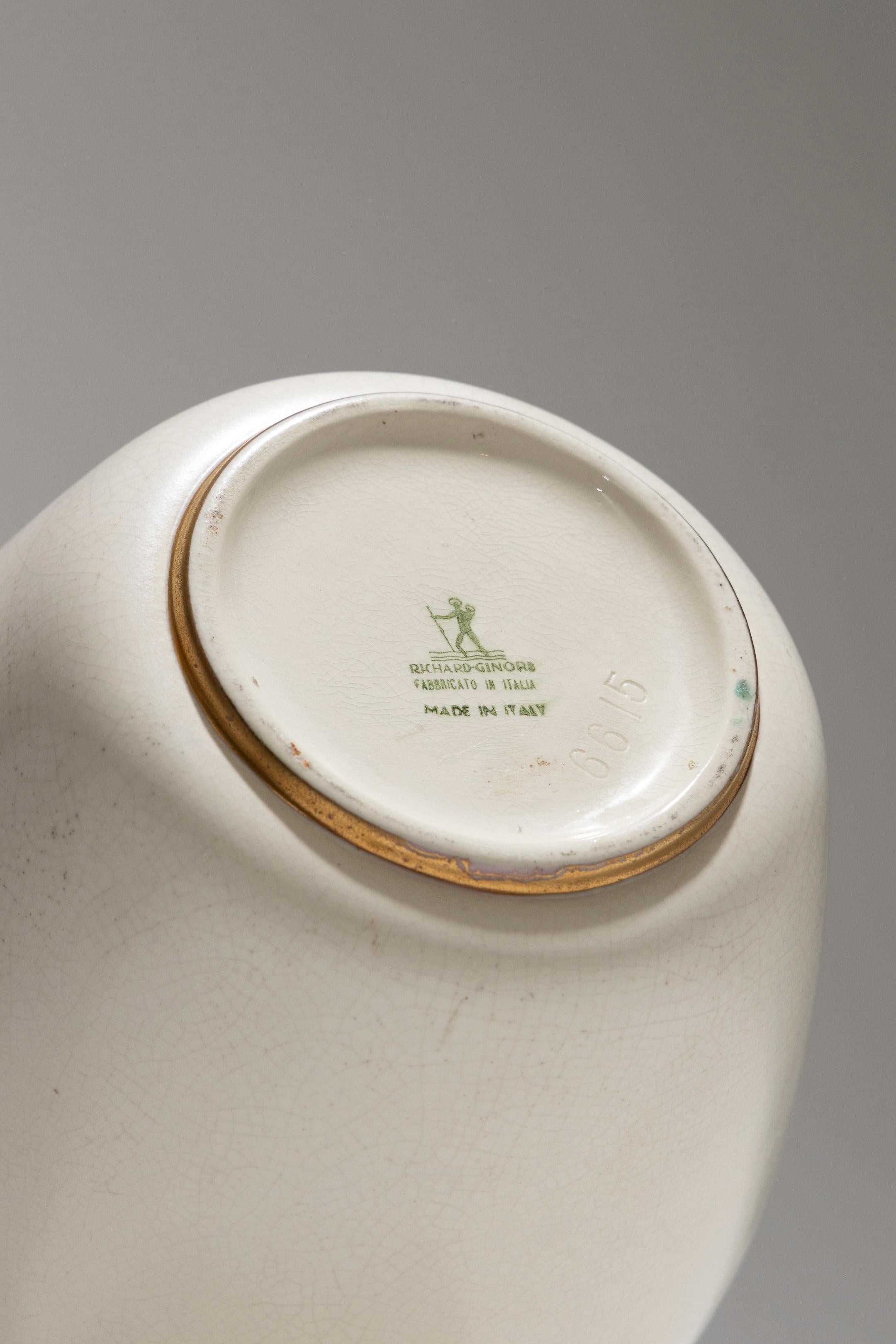 Pansu-Vase aus weißer Keramik, Richard-Ginori, 1940er Jahre im Angebot 1