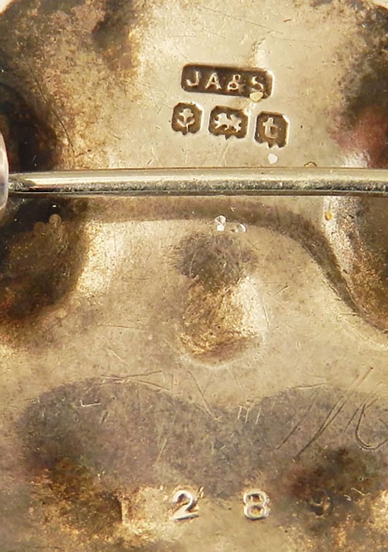 Stiefmütterchen Emaille und Silber Guilloche Emaille Brosche Scottish markiert JA&S (Französisch)