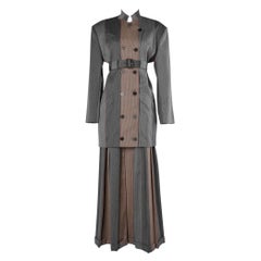 Pant suit with high waisted belt and pleated wild trouser Chantal Thomass