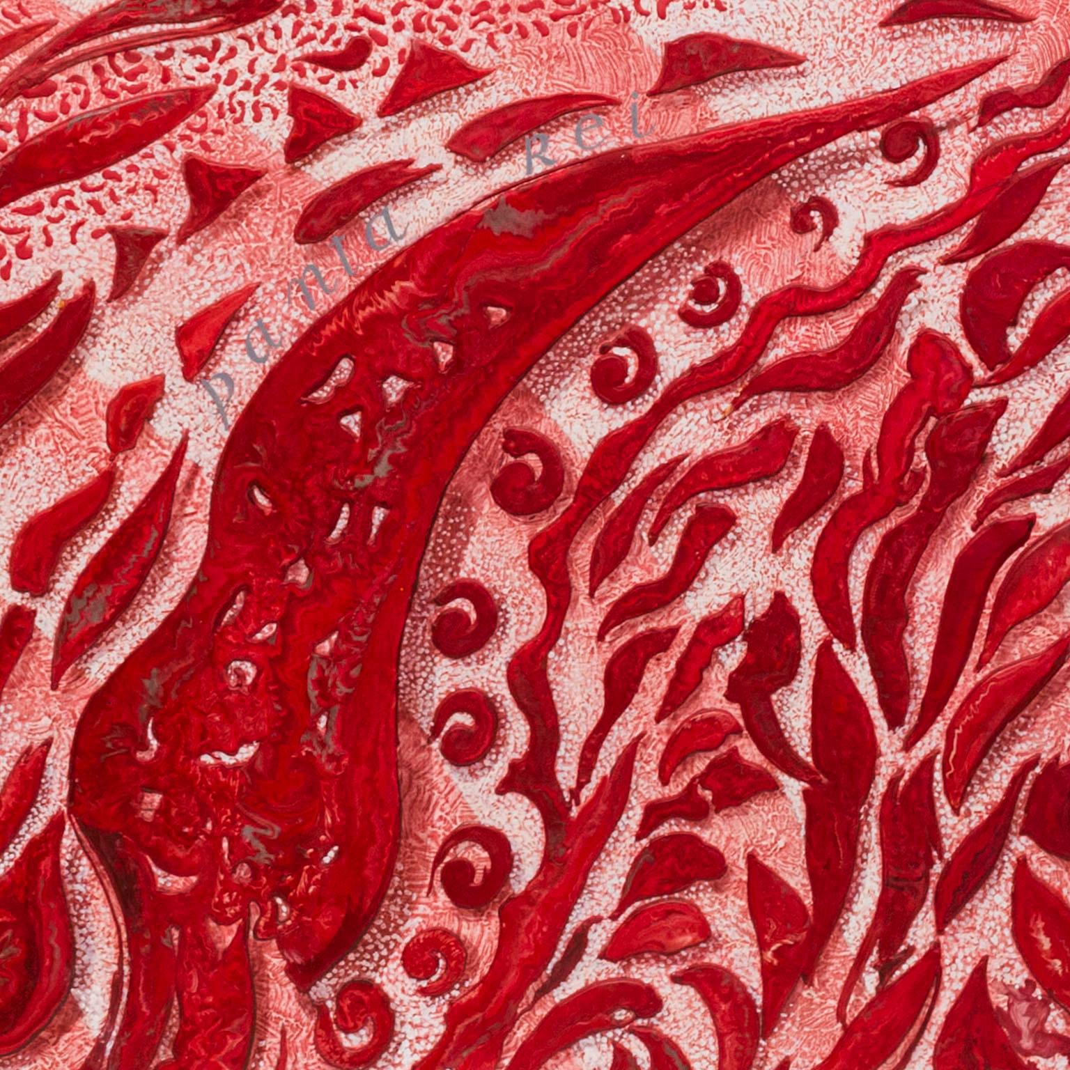  Wandteppich Moderne rote Kunstdekoration handgefertigt in Italien von Cupioli verfügbar (Italienisch) im Angebot