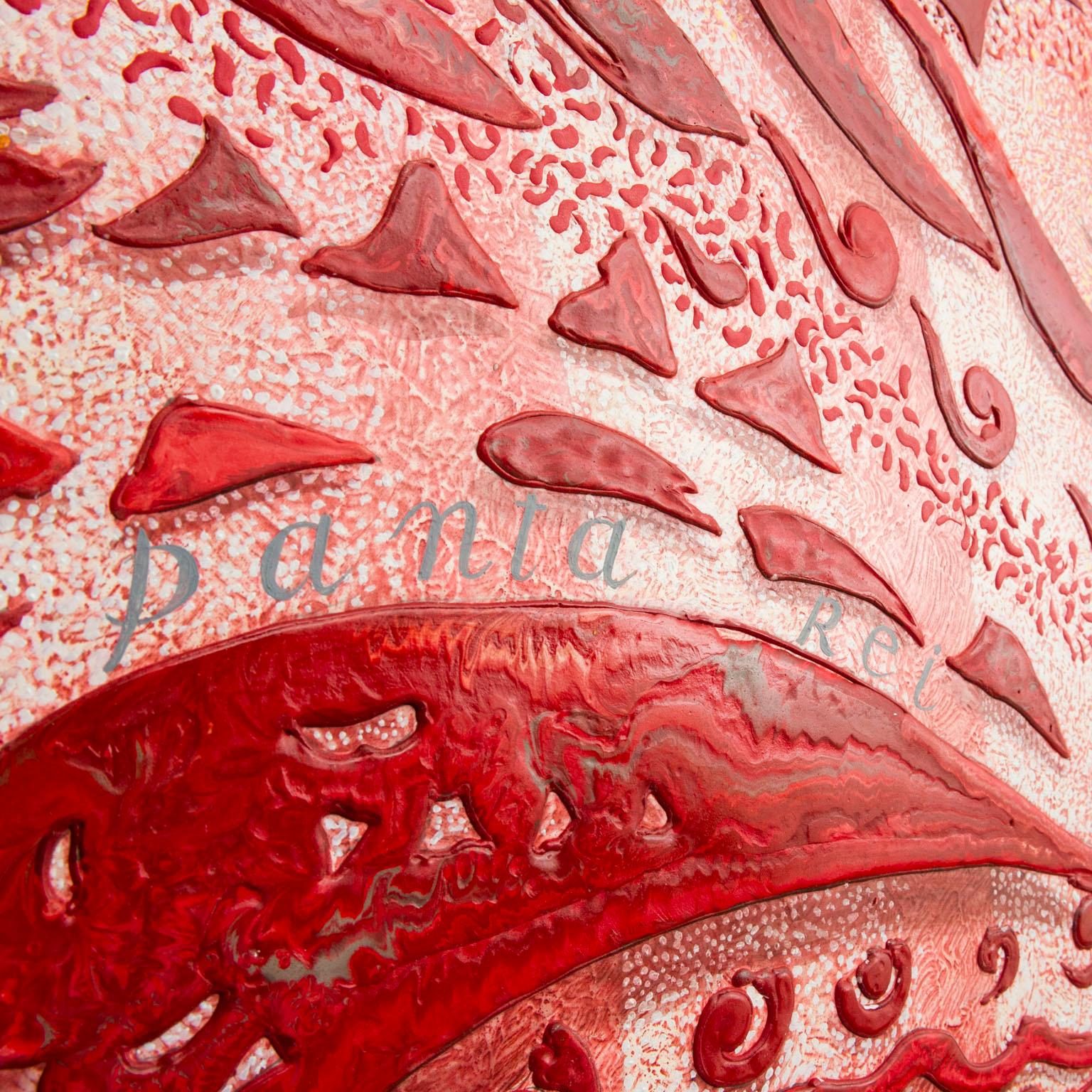 Fait main  Panneau mural d'art rouge moderne fabriqué à la main en Italie par Cupioli disponible en vente