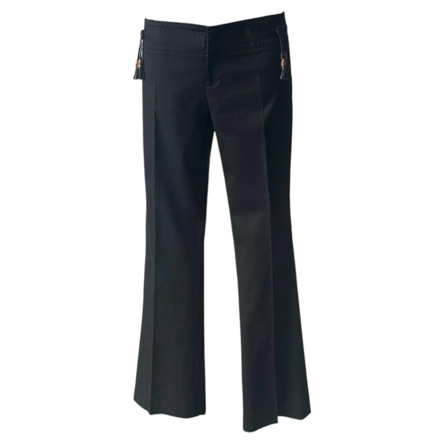 Pantalon Gucci Tom Ford « Era » noir, coupe bootcut, avec détails « Bamboo » emblématiques en vente