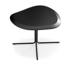 Black Wood Coffee Table with Black Metal Base and 24-Inch Top, Pantê Collection