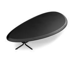 Black Wood Coffee Table with Black Metallic Base, 47-Inch Top - Pantê Collection