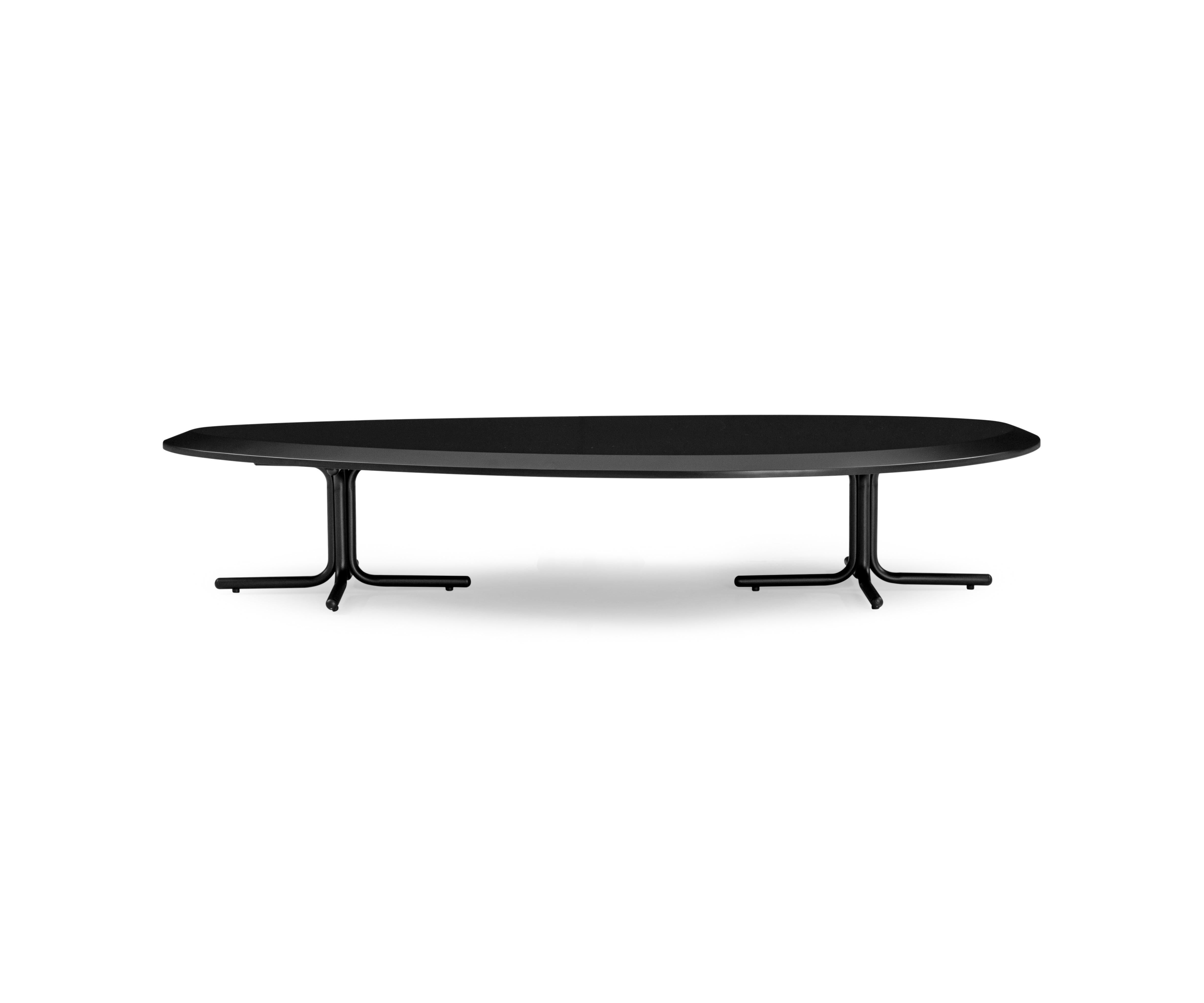 Brazilian Pante Coffee Table in Black Wood Finish and Black Legs 47'' For Sale