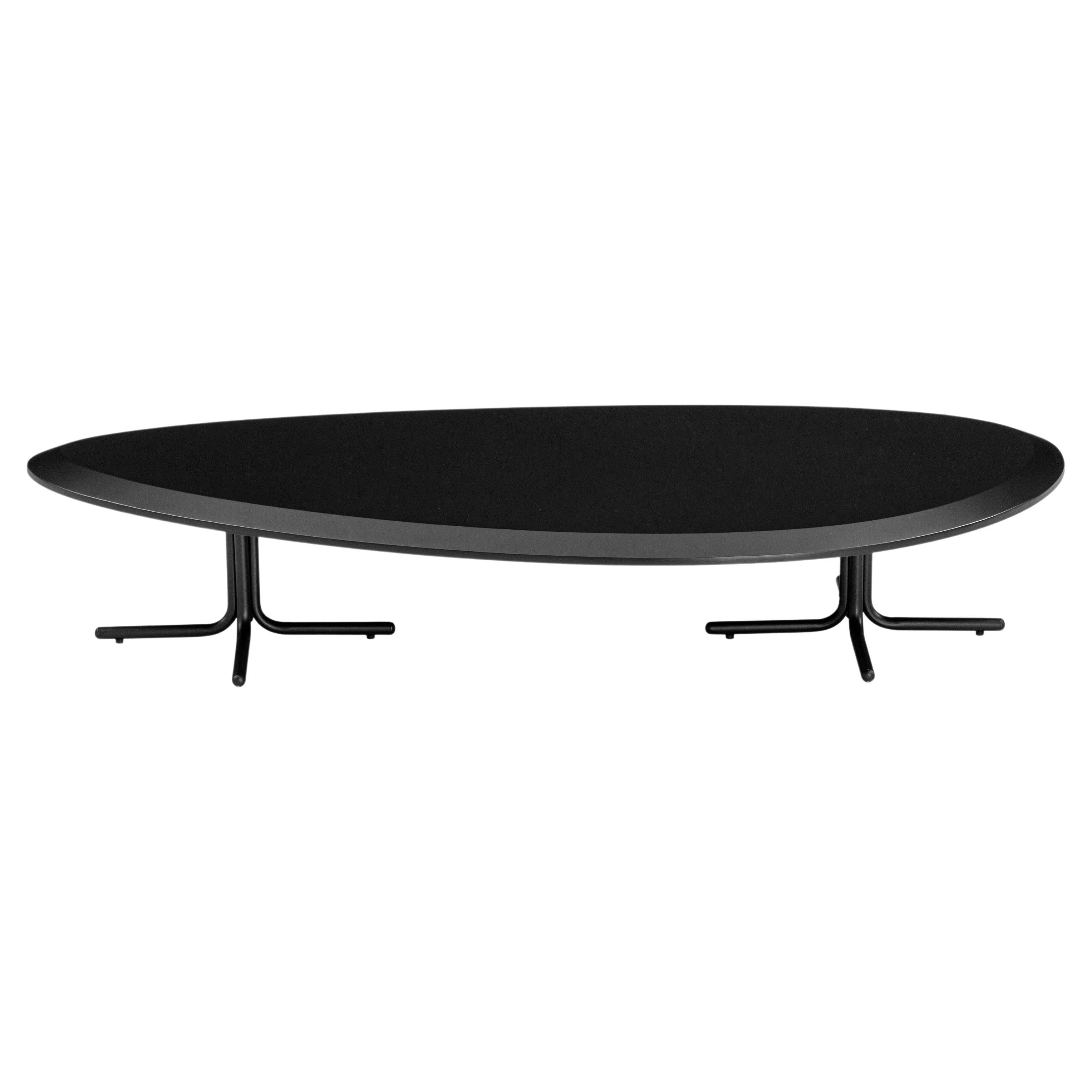 Pante Coffee Table in Black Wood Finish and Black Legs 47'' For Sale