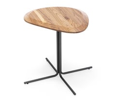 Individualisierbarer 20-Zoll-Couchtisch mit Teakholzplatte und schwarzem Metallfuß, Serie Pantê