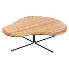 Customizable Teak Coffee Table with Organic Design and Black Base, Pantê Line