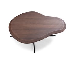 Walnut Finish 39-Inch Coffee Table with Black Metallic Base - Pantê Collection