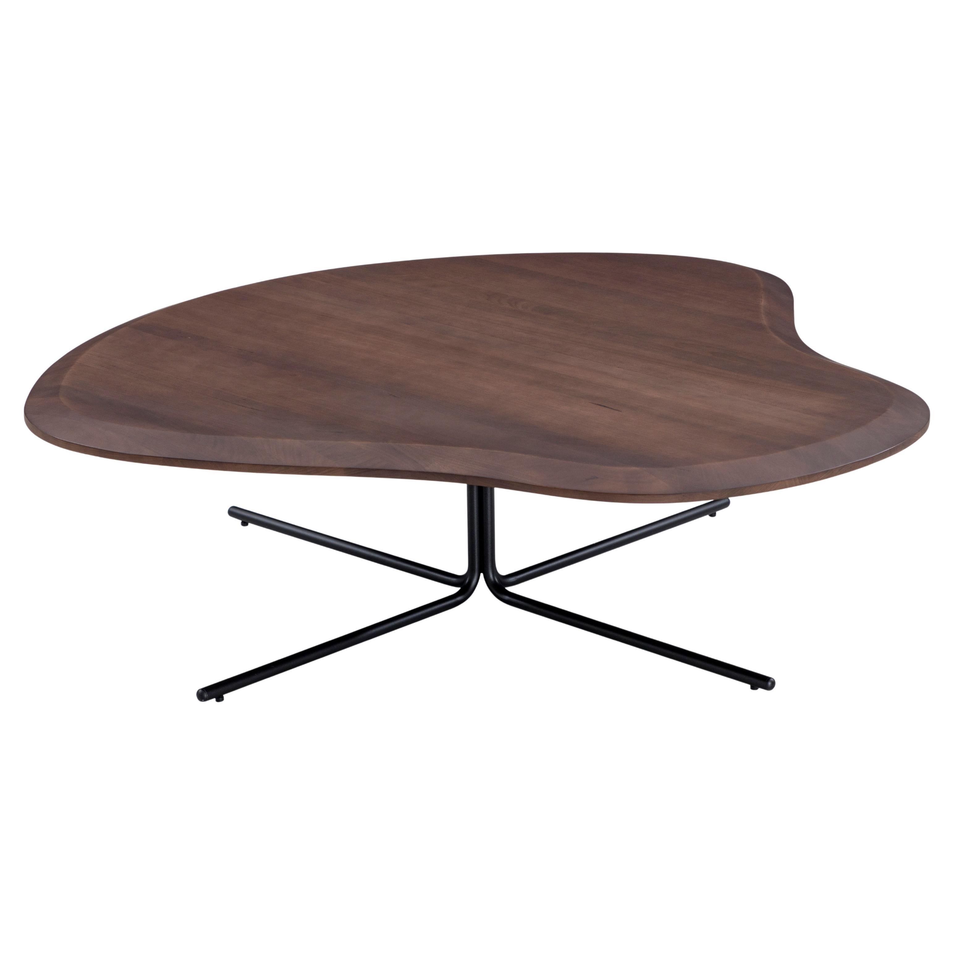Pante Coffee Table in Walnut Wood Finish and Black Legs 39'' For Sale