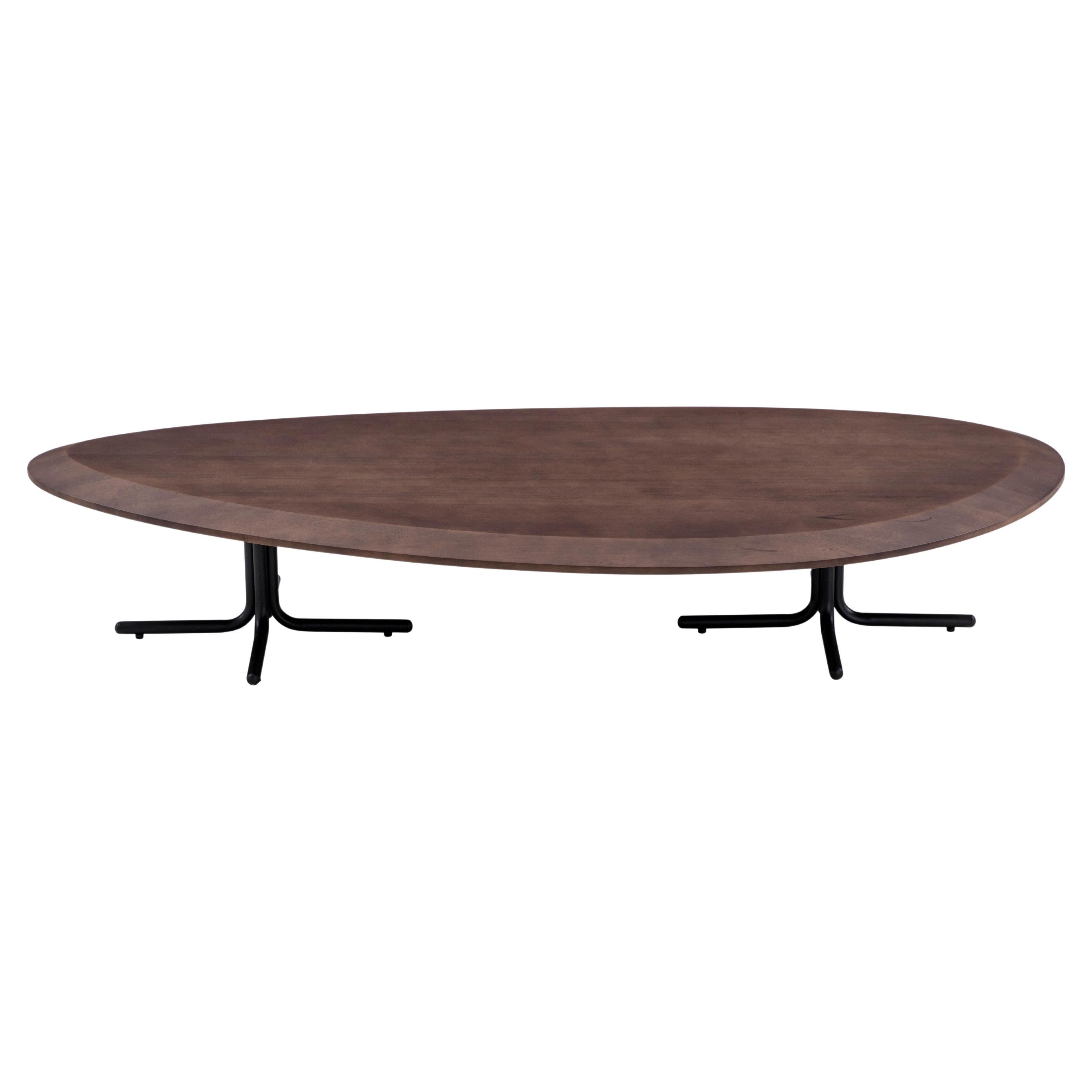 Pante Coffee Table In Walnut Wood Finish and Black Legs 47'' For Sale