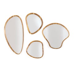 Teak Mirror with Unique Silver Finish Plate and Organic Design - Pantê Line