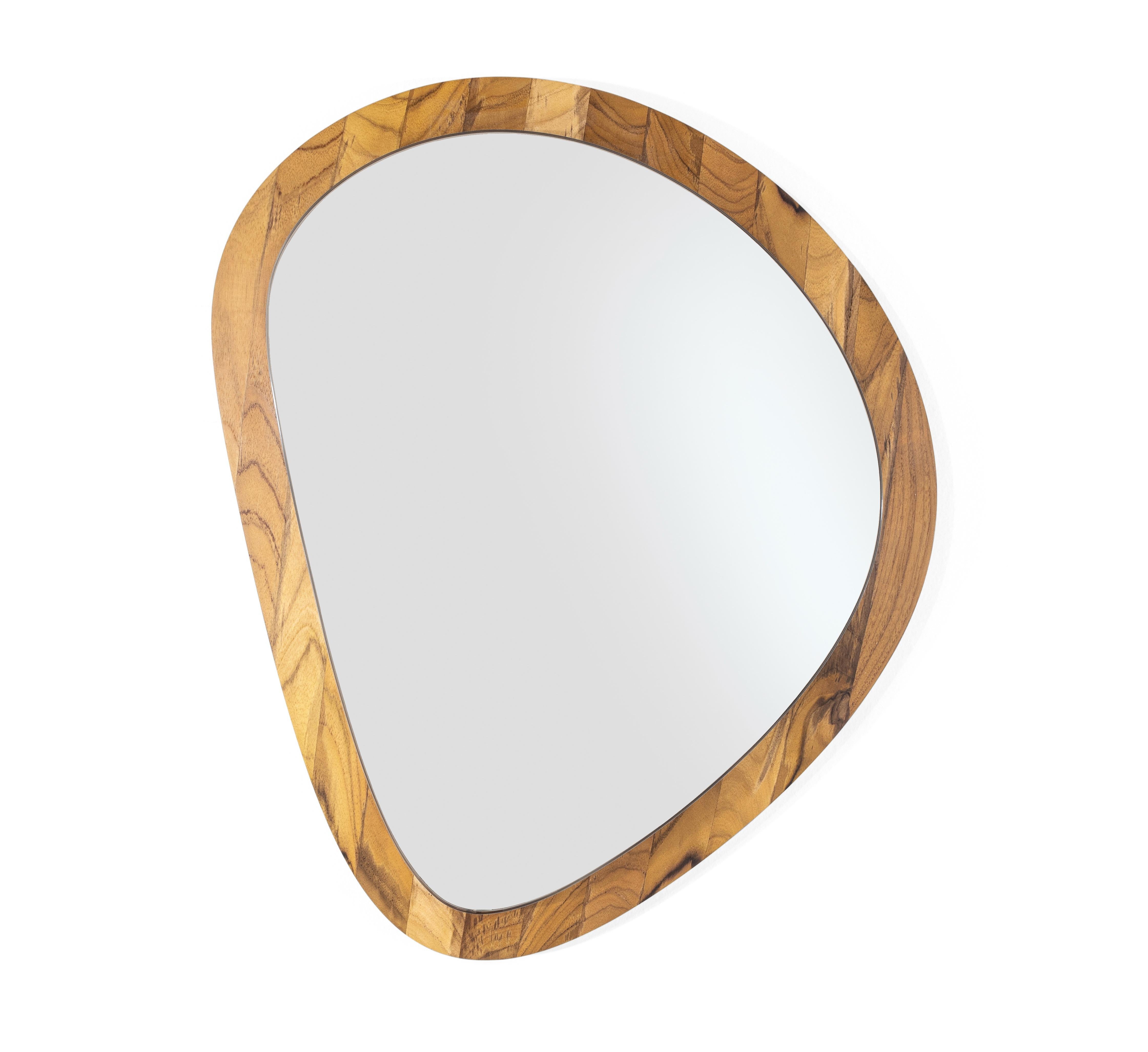 Brazilian Pante Mirror in Teak Wood Finish, Set of 4 For Sale