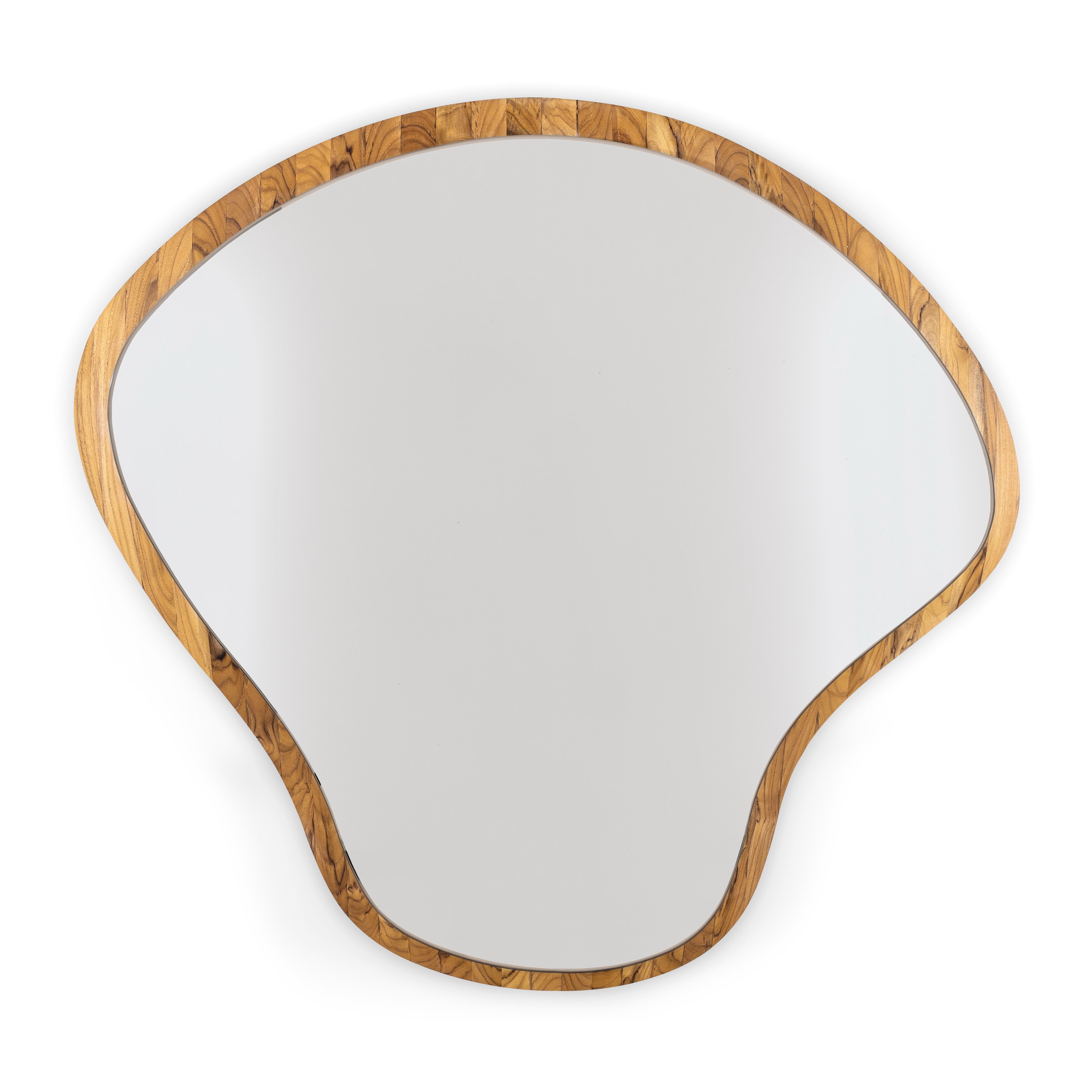 Pante Mirror in Teak Wood Finish, Set of 4 In New Condition For Sale In Miami, FL