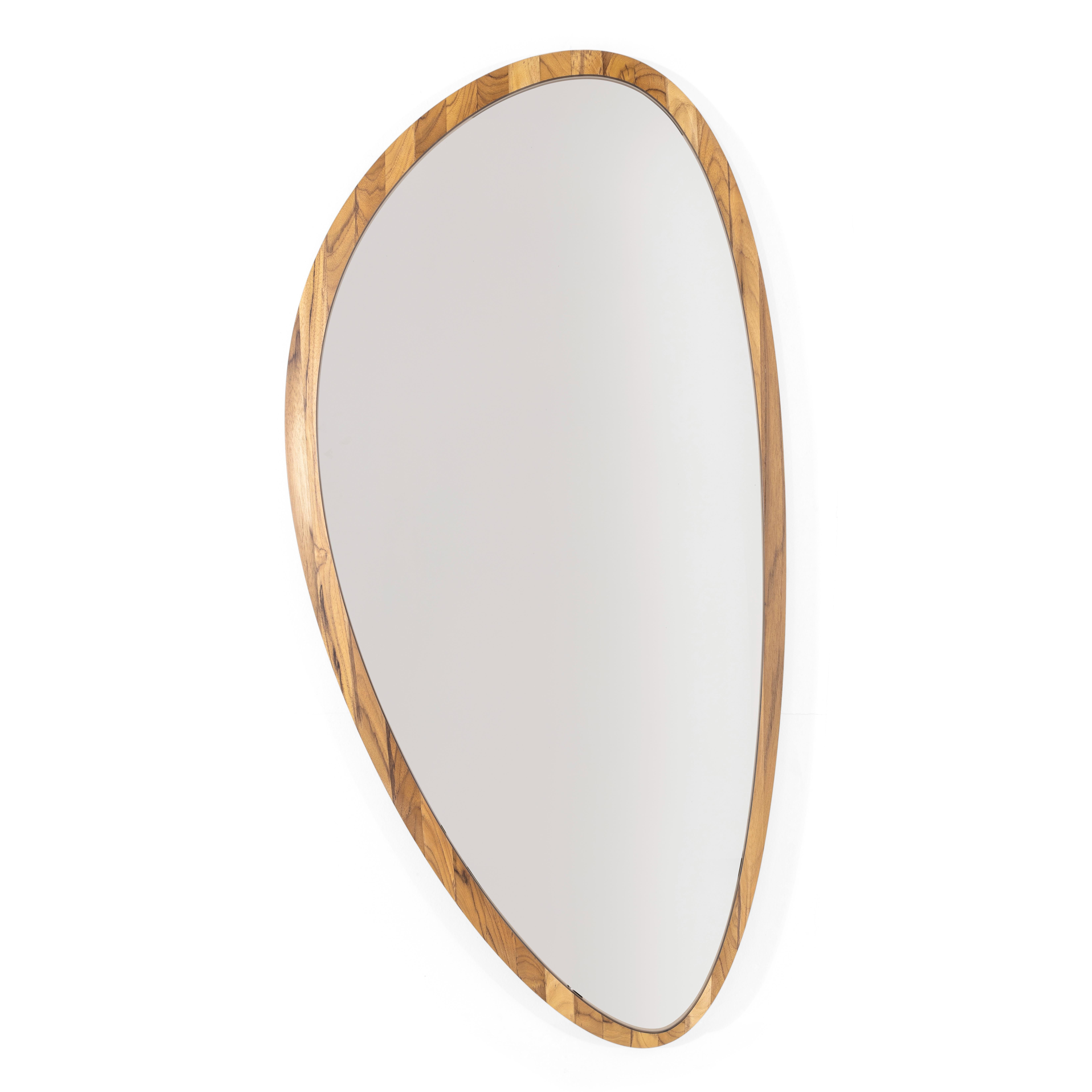 Contemporary Pante Mirror in Teak Wood Finish, Set of 4 For Sale