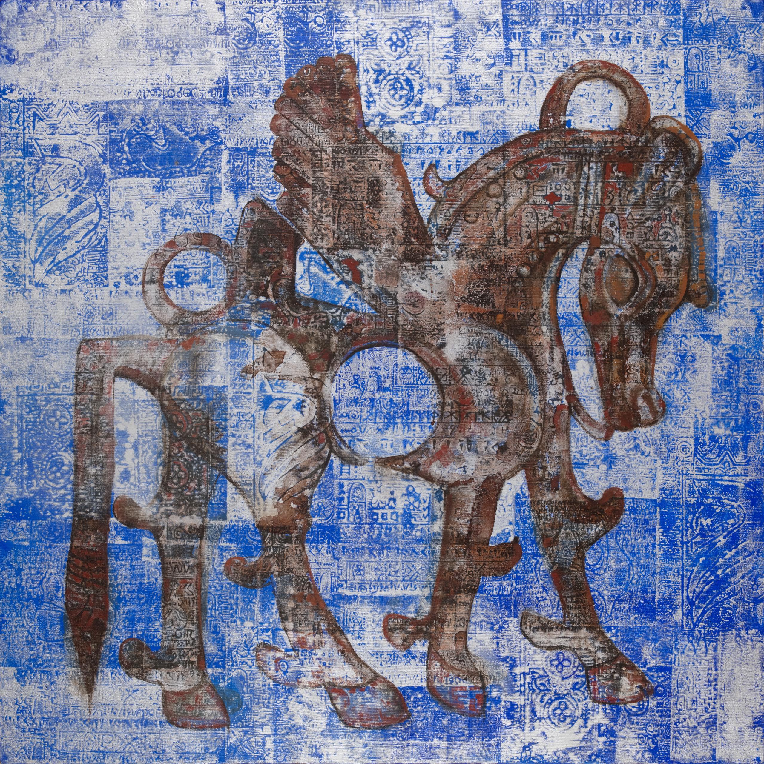 Das Orakelpferd - Gemälde, Mischtechnik auf Leinwand