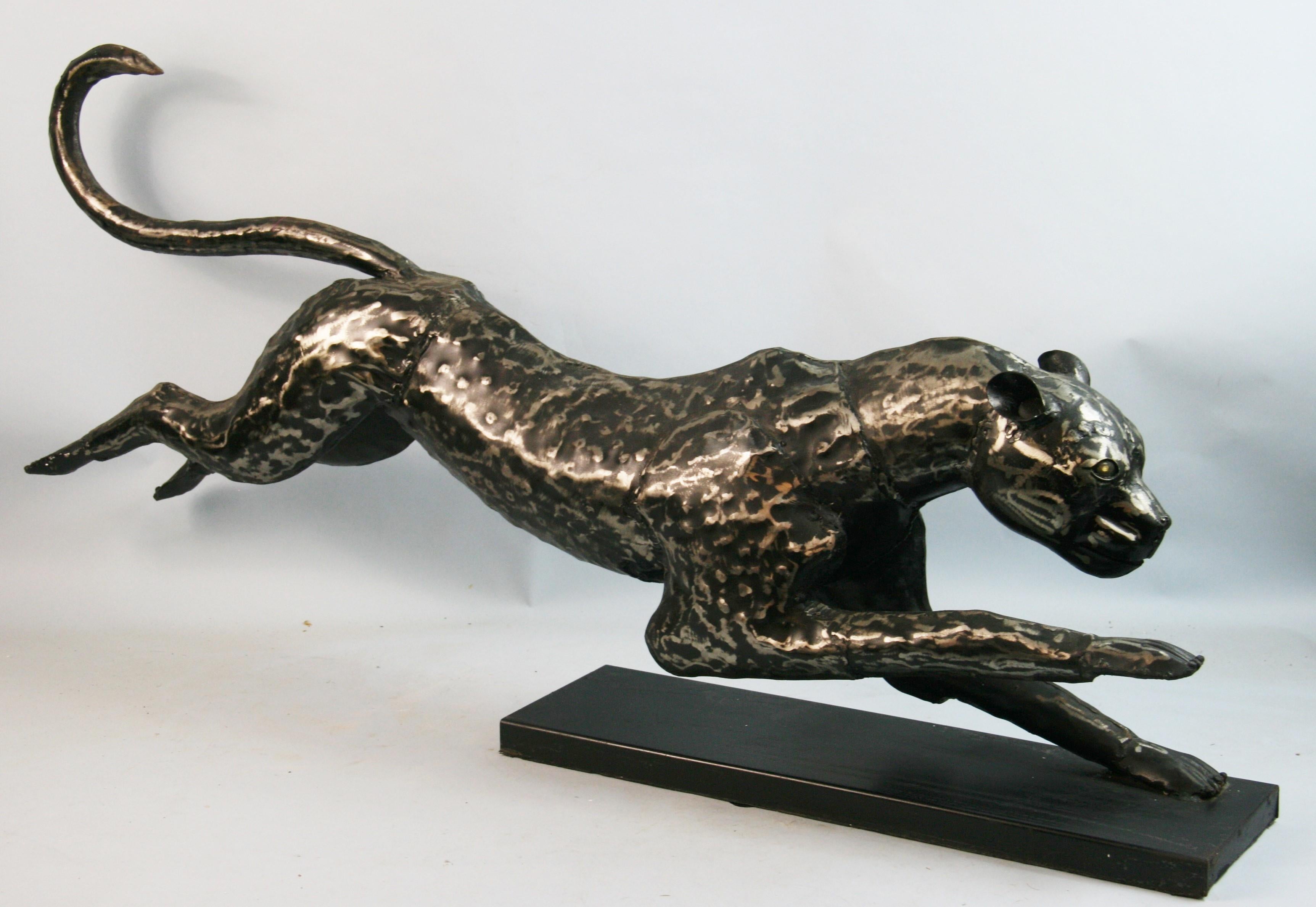 1542 Oversized hand crafted Panter metal  animal sculpture
Body height at tail 21