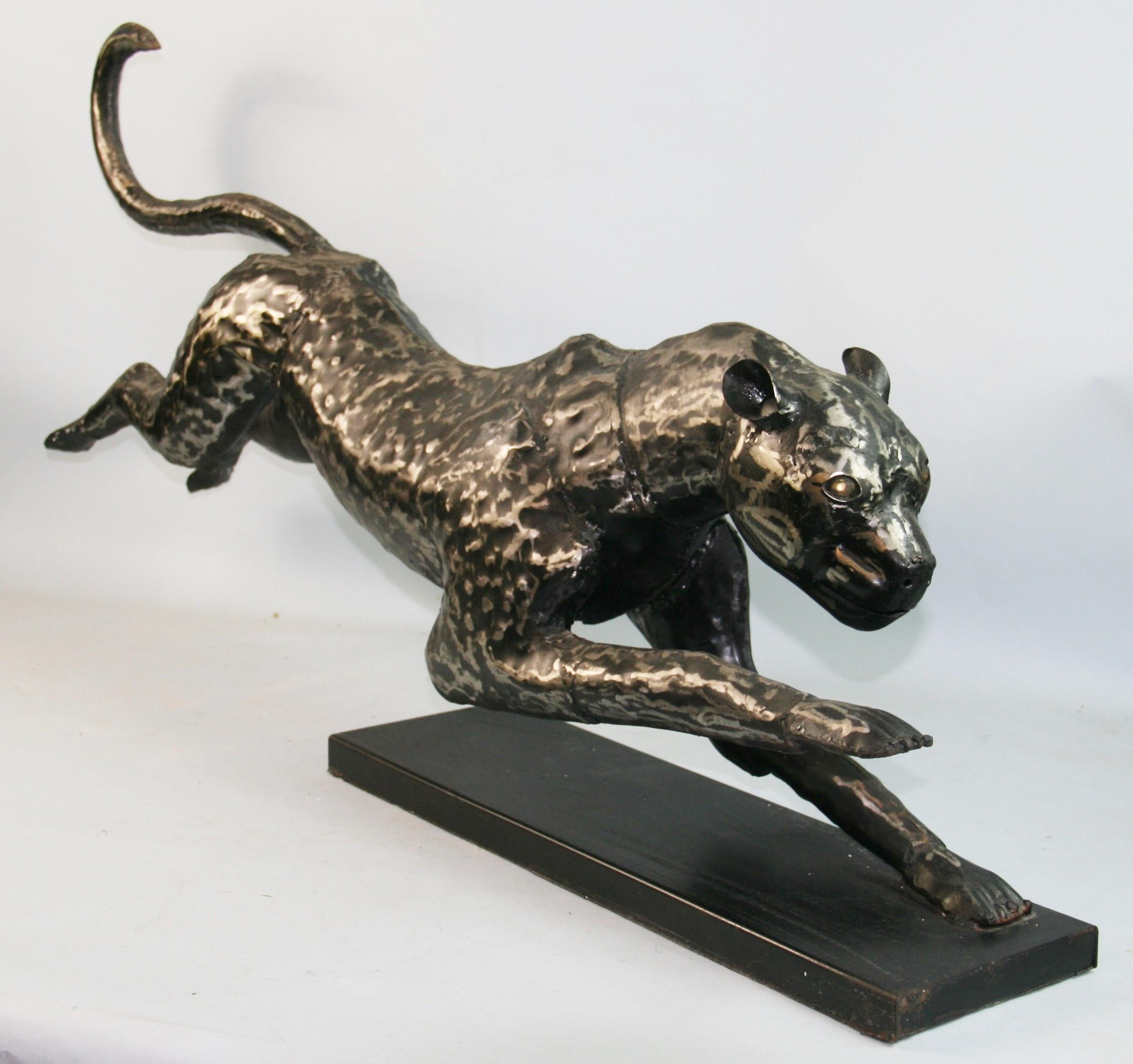 Hand-Crafted Panter Large Scale Metal Sculpture For Sale