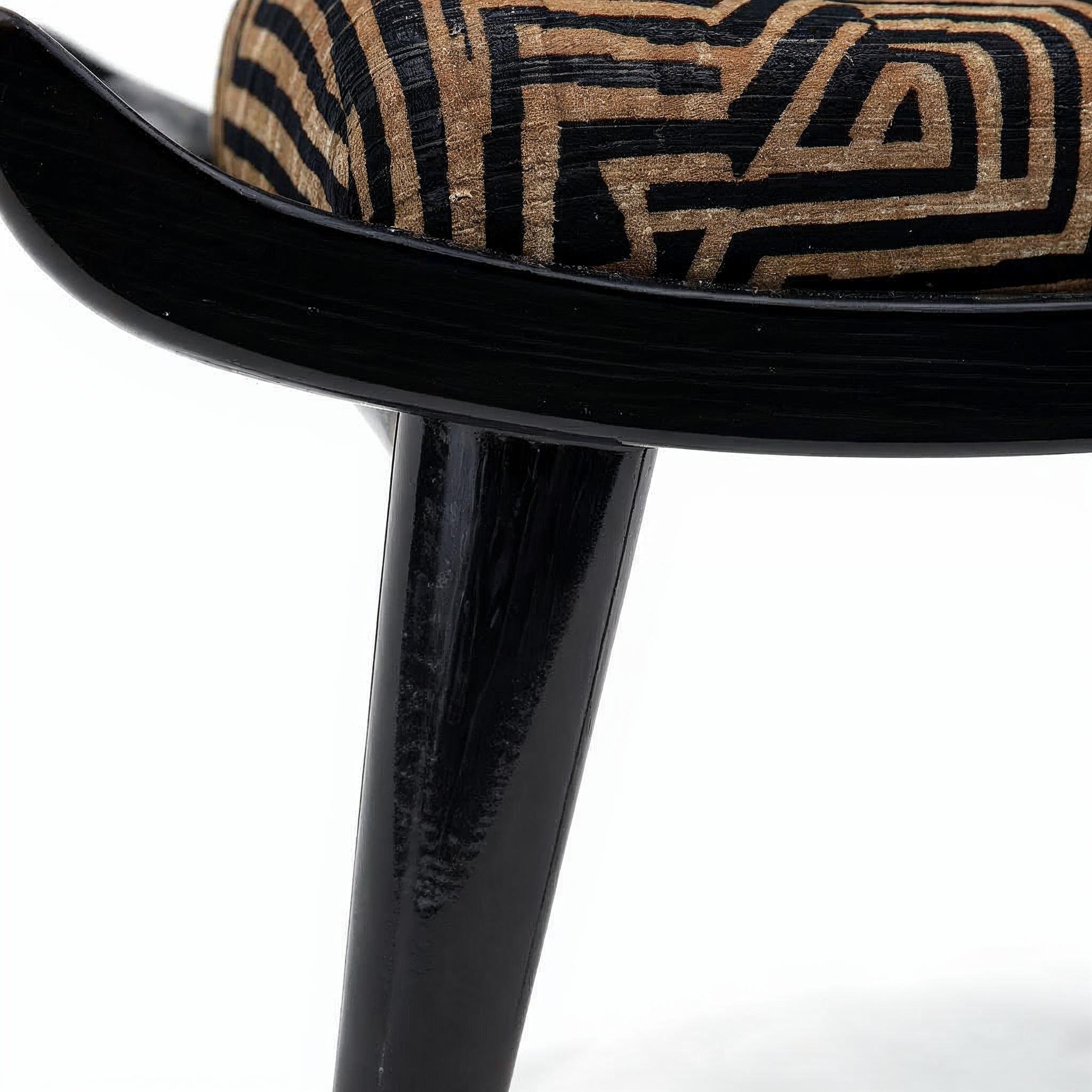 Modern Pantera Lacquered Stool with Dedar Upholstery by VandaVee For Sale