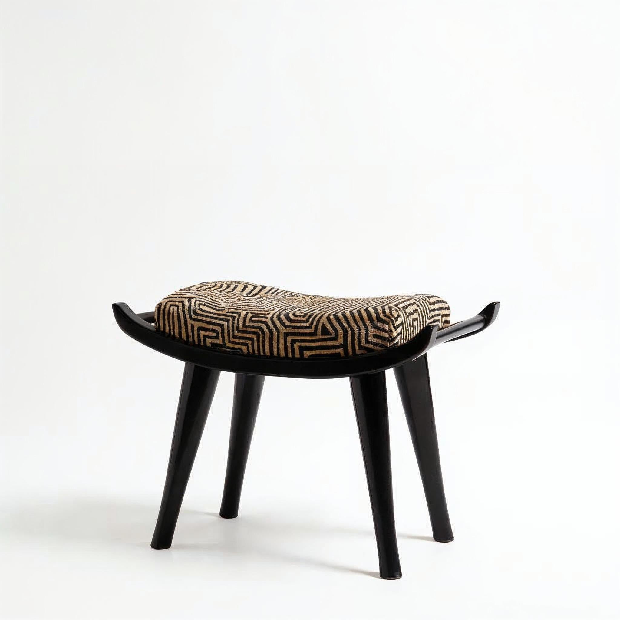 Contemporary Pantera Lacquered Stool with Dedar Upholstery by VandaVee For Sale