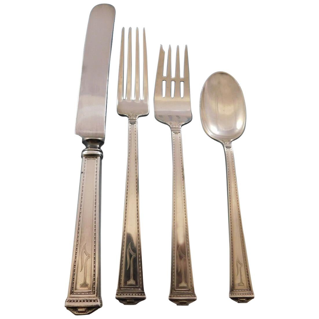 Pantheon by International Sterling Silver Flatware Set 8 Service 113 pcs L Mono