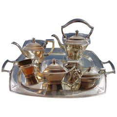 Pantheon by International Sterling Silver Tea Set of 5-Piece with Tray