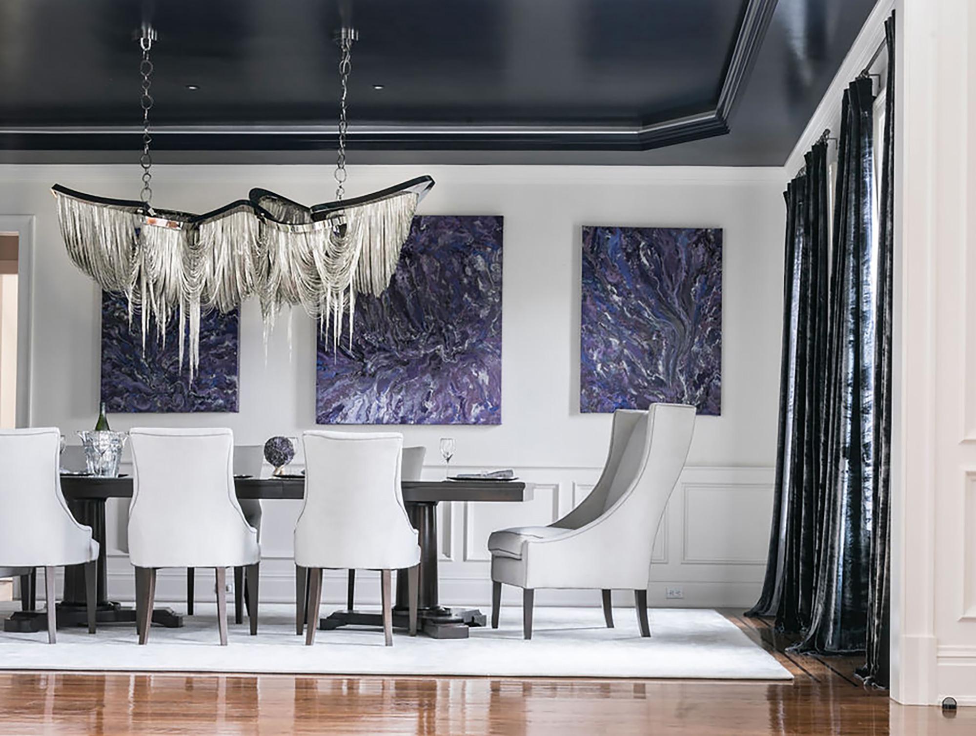 Hand-Crafted Pantheon Chandelier:  Sculptural, Draped Chandelier Stainless Steel For Sale