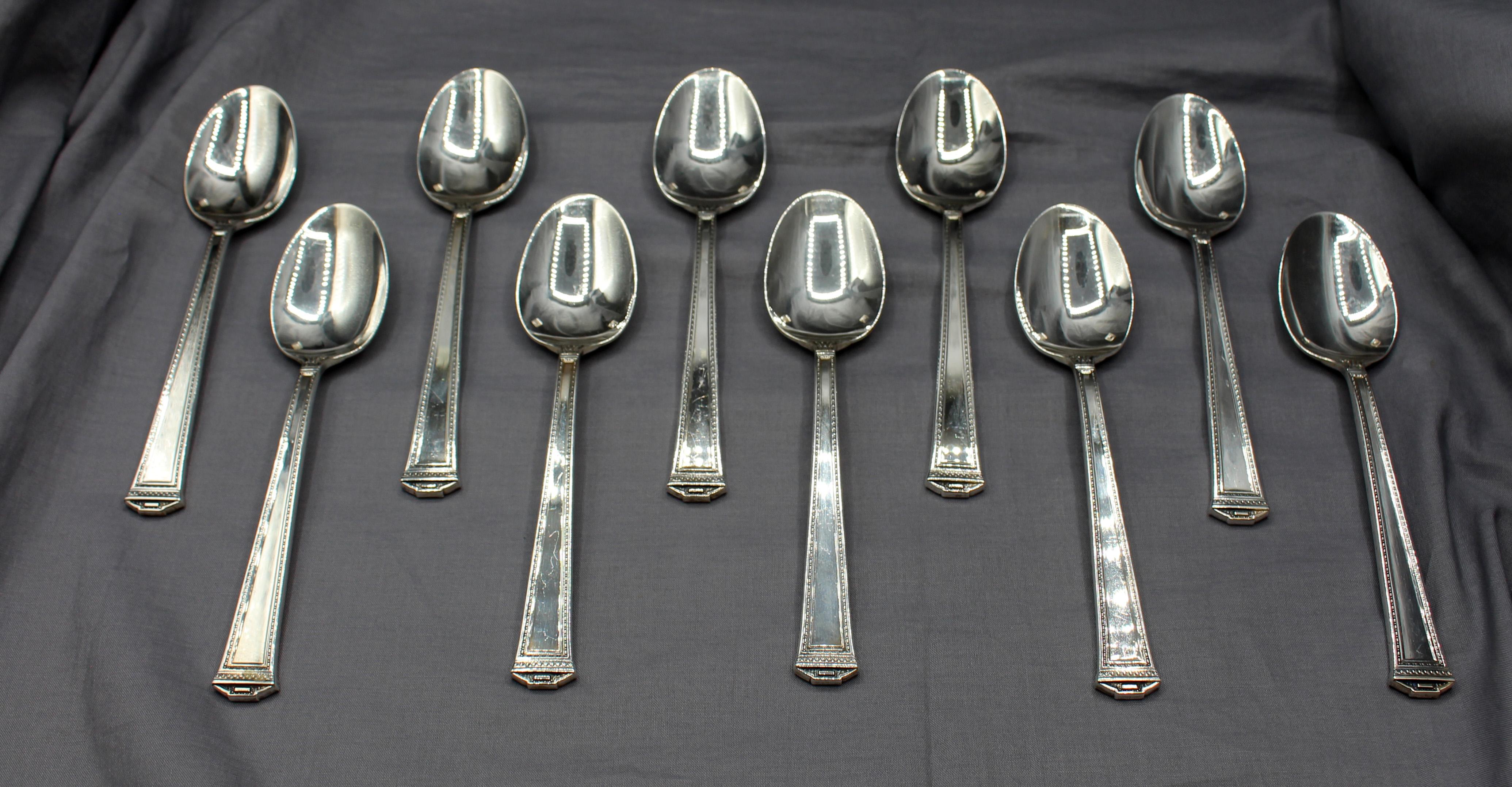 Contemporary Pantheon Pattern Sterling Silver Flatware, 57 Piece
