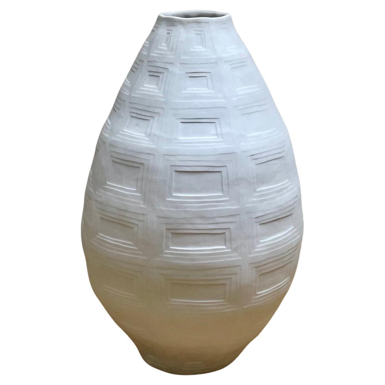 Pantheon vase 2, handmade porcelain vase white with handcrafted texture
