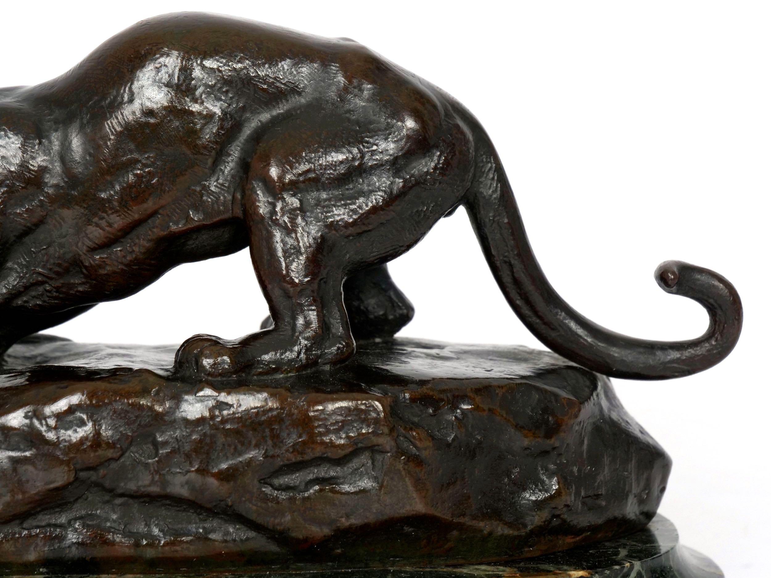 “Panther Attacking a Civet” French Antique Bronze Sculpture by Antoine L. Barye 7