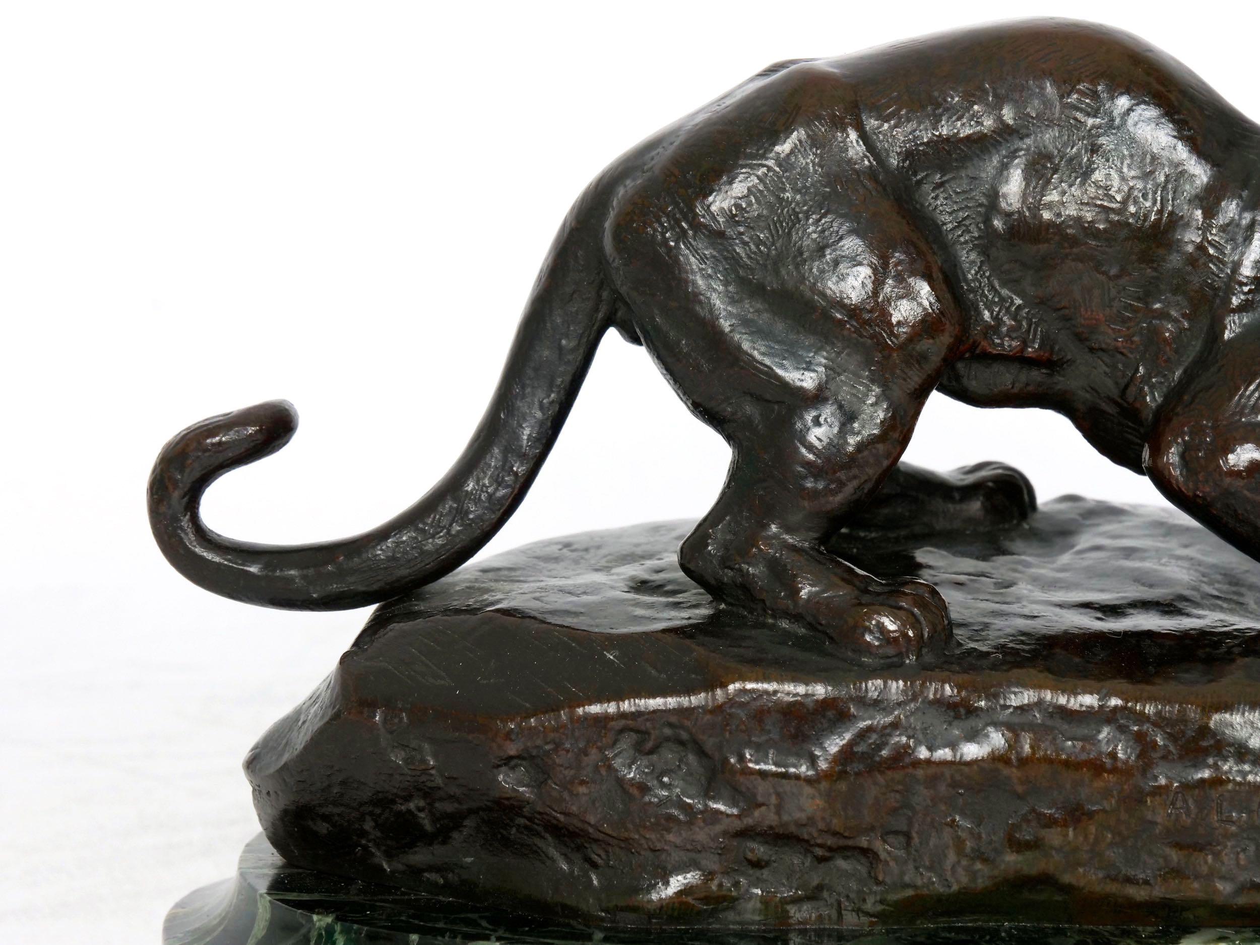 “Panther Attacking a Civet” French Antique Bronze Sculpture by Antoine L. Barye 11