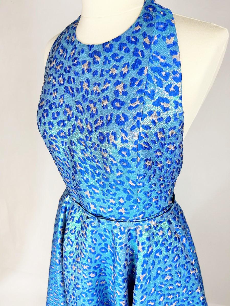 Panther blue lurex dress by Maria Grazia Chiuri for Christian Dior Pre-fall 2021 For Sale 7