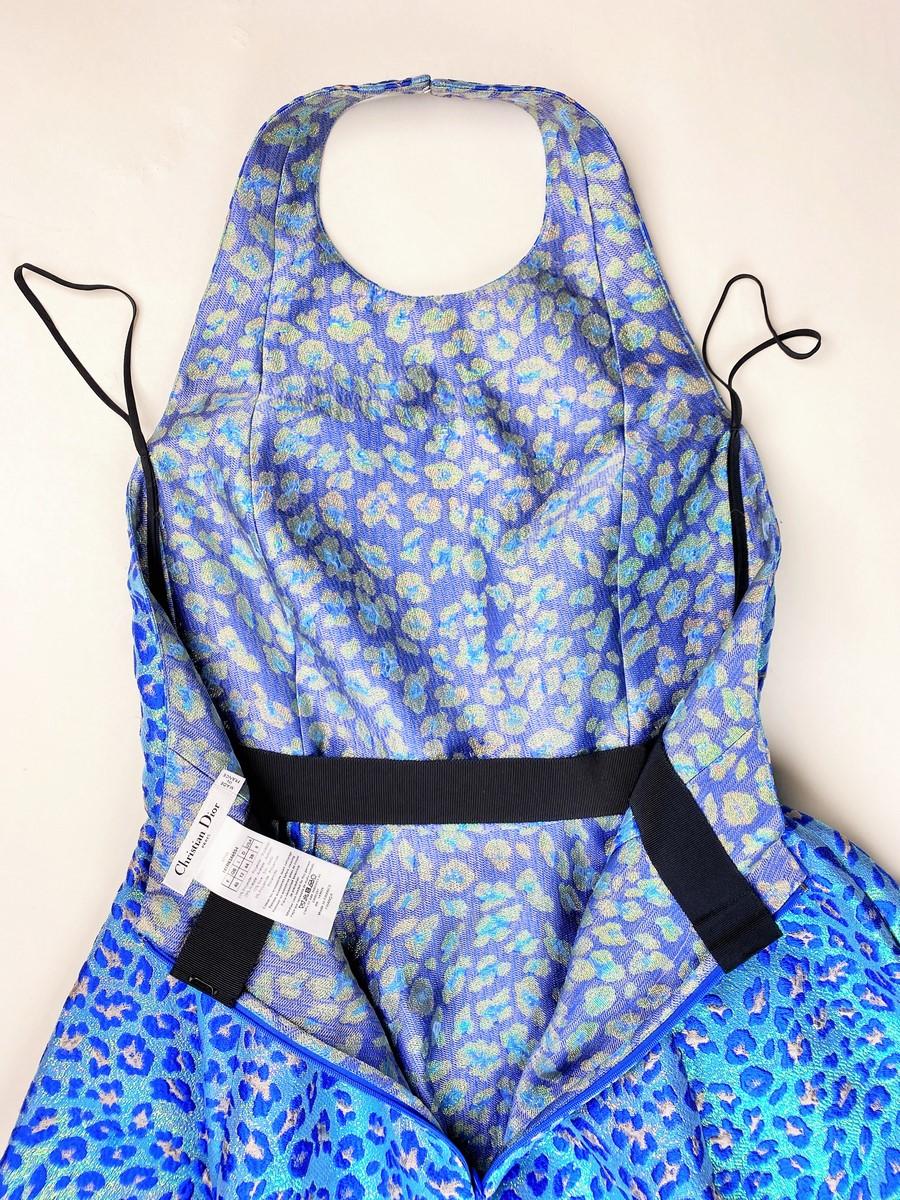 Panther blue lurex dress by Maria Grazia Chiuri for Christian Dior Pre-fall 2021 For Sale 9