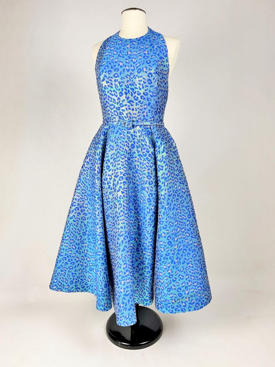 Blue Panther blue lurex dress by Maria Grazia Chiuri for Christian Dior Pre-fall 2021 For Sale