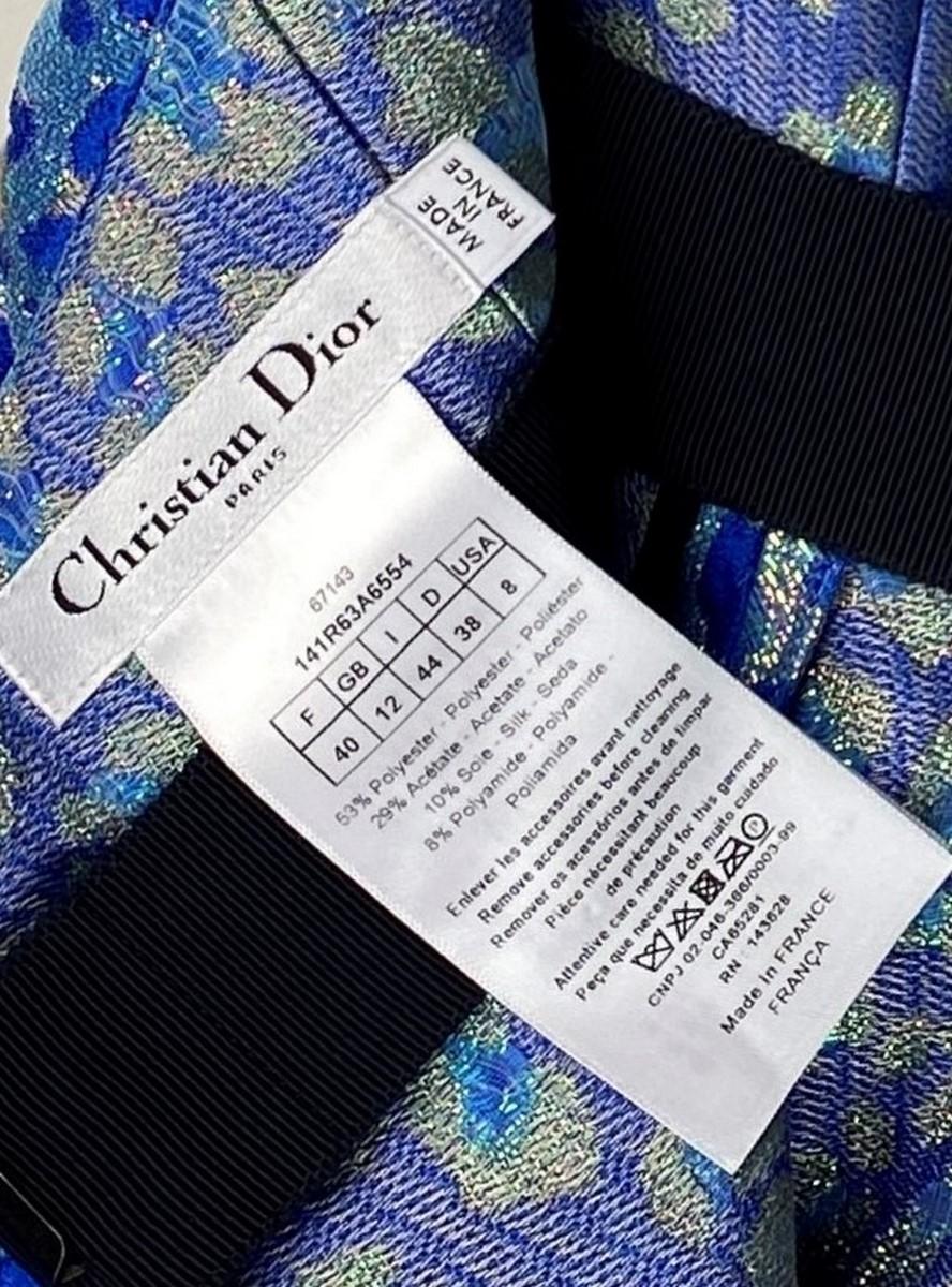 Panther blue lurex dress by Maria Grazia Chiuri for Christian Dior Pre-fall 2021 In Good Condition For Sale In Toulon, FR