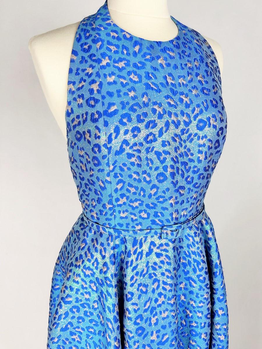 Panther blue lurex dress by Maria Grazia Chiuri for Christian Dior Pre-fall 2021 For Sale 2