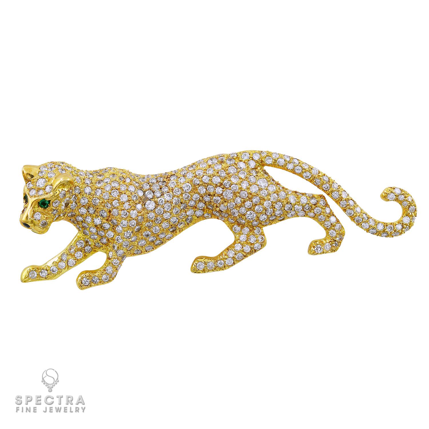 Contemporary Panther Brooch in 18kt Yellow Gold 