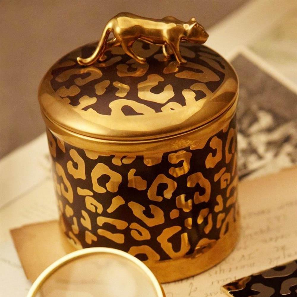 Gold Plate Panther Candle For Sale