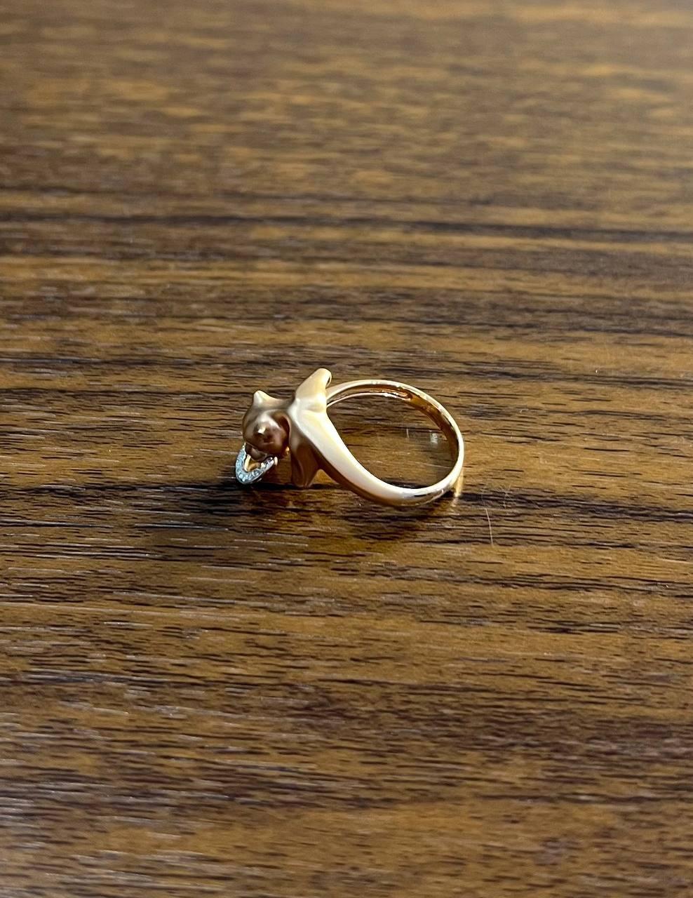Panther Cat Emerald Diamond Ring 14K Rose Gold Statement Ring For Sale 5