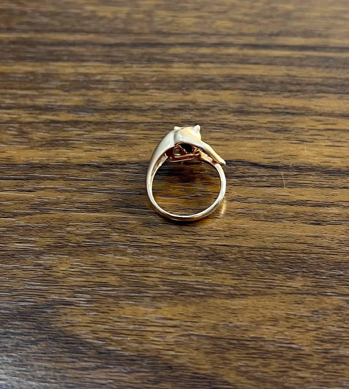 Panther Cat Emerald Diamond Ring 14K Rose Gold Statement Ring For Sale 6