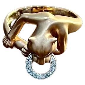Panther Cat Emerald Diamond Ring 14K Rose Gold Statement Ring