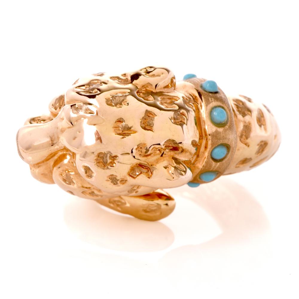 Panther Designer Adlinea Turquoise 18 Karat Gold Ring 1