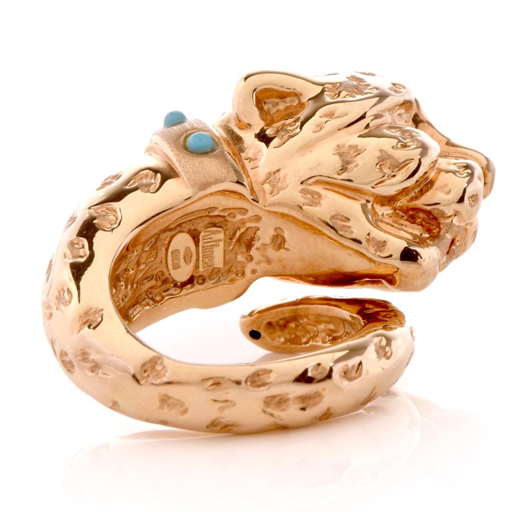 Panther Designer Adlinea Turquoise 18 Karat Gold Ring 2