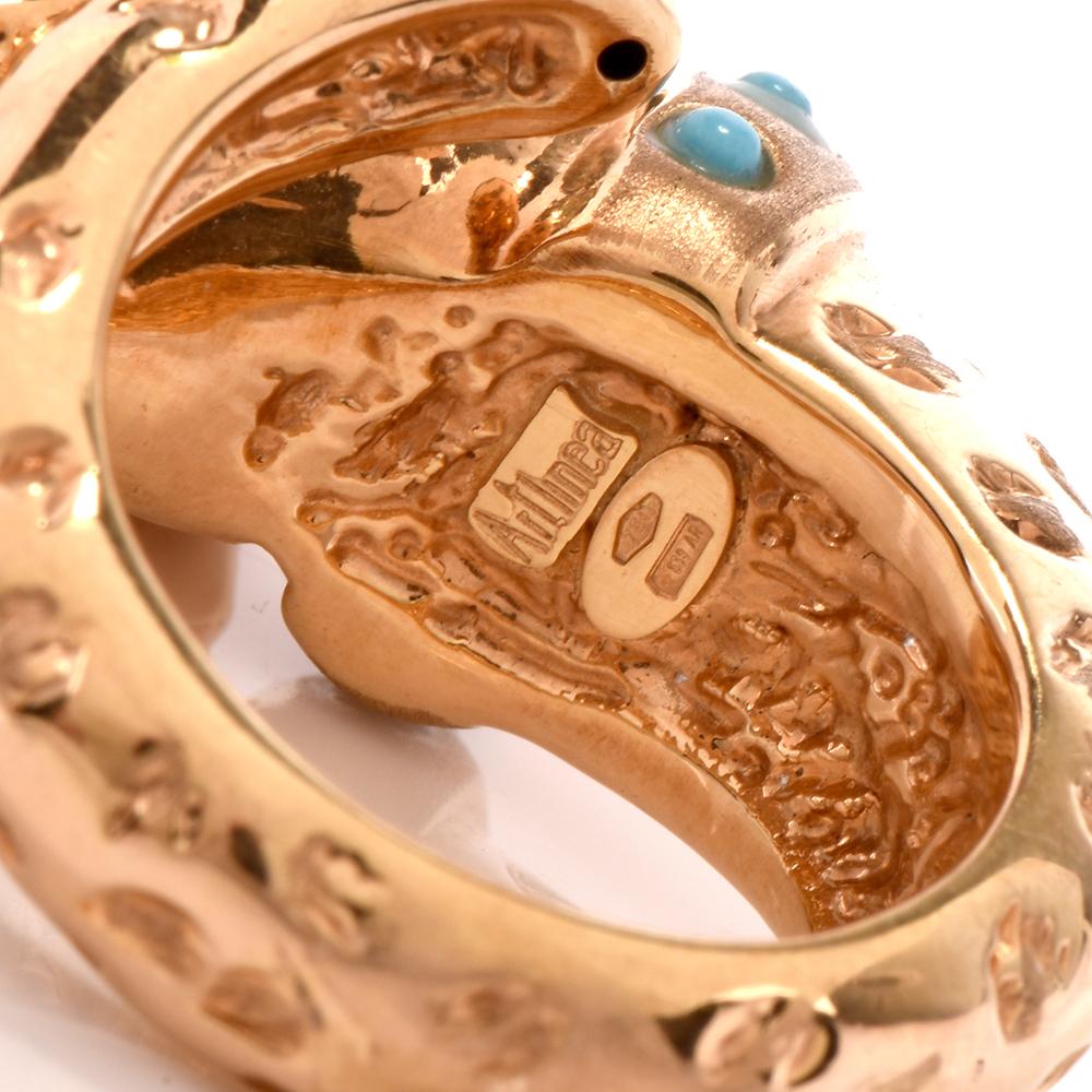 Panther Designer Adlinea Turquoise 18 Karat Gold Ring 3
