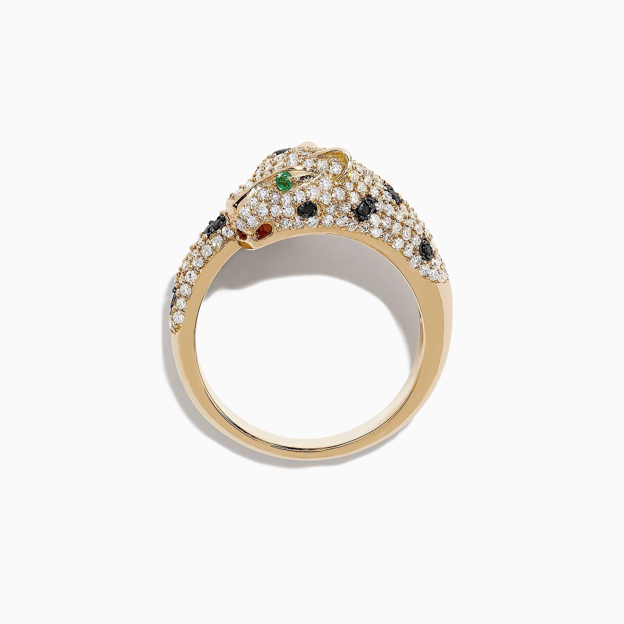Contemporary Panther Diamond and Emerald Ring by EFFY